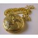 Reloj de bolsillo retro vintage con cadena y relieve figura Aguila dorada